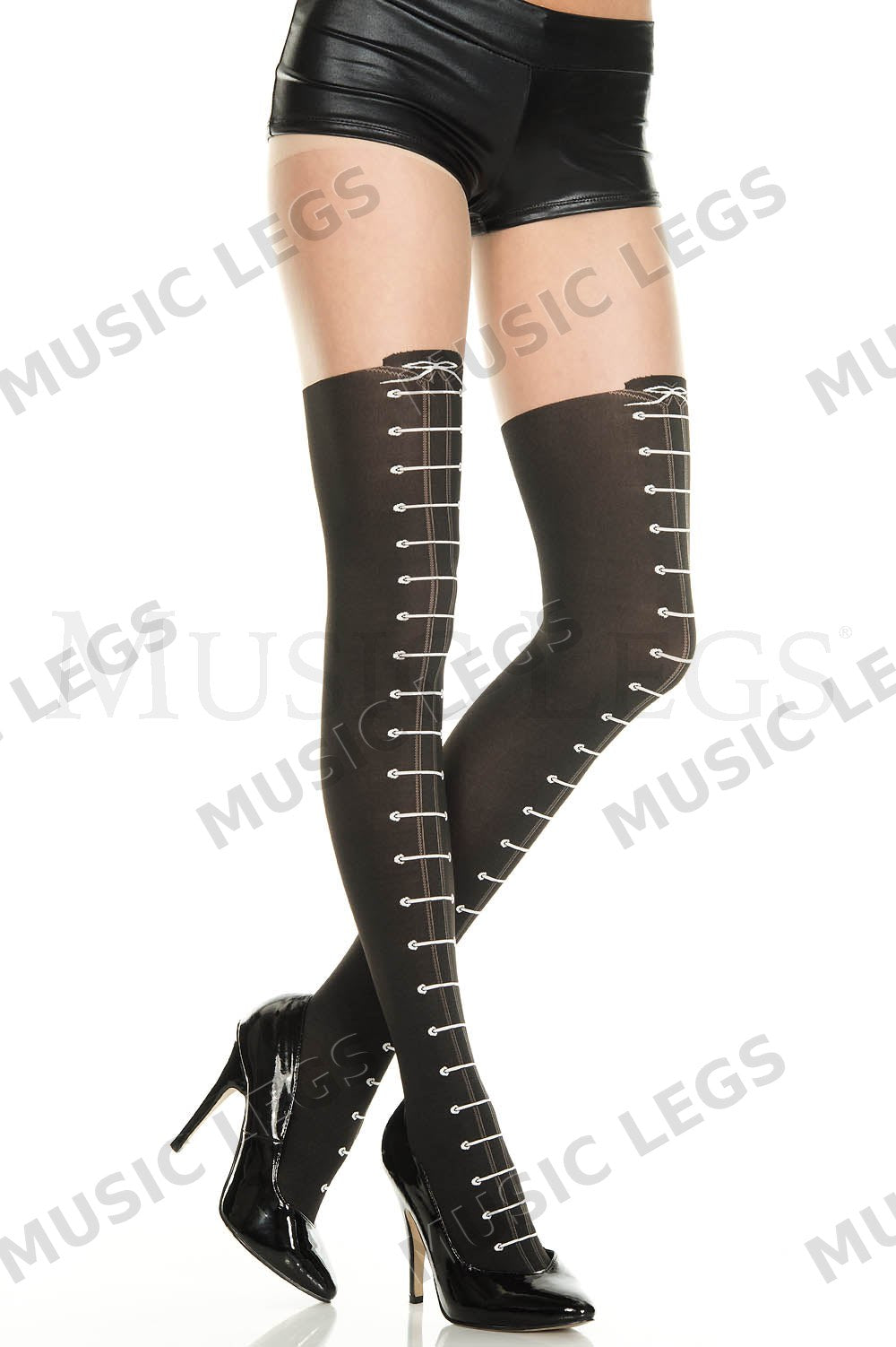 Faux lace up design spandex pa