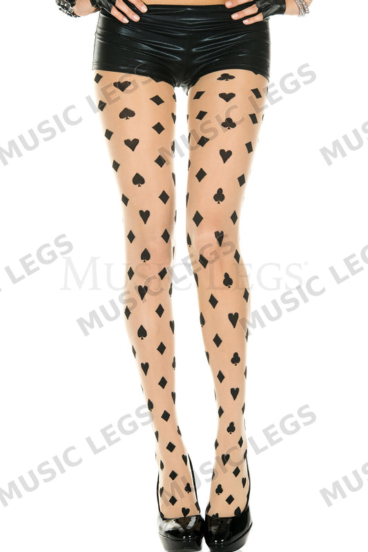 Card suit spandex sheer pantyh