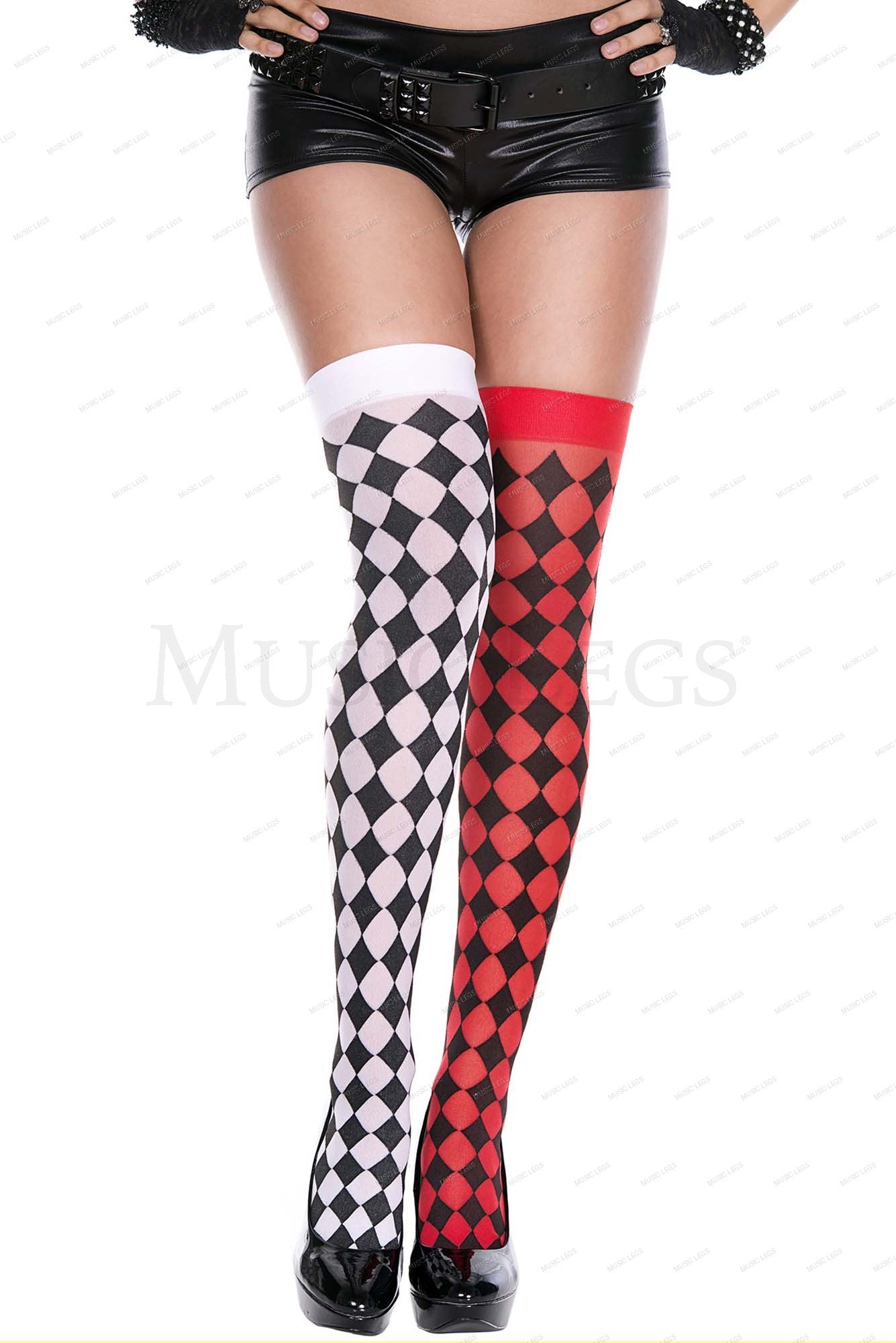 Harlequin mismatch thigh hi
