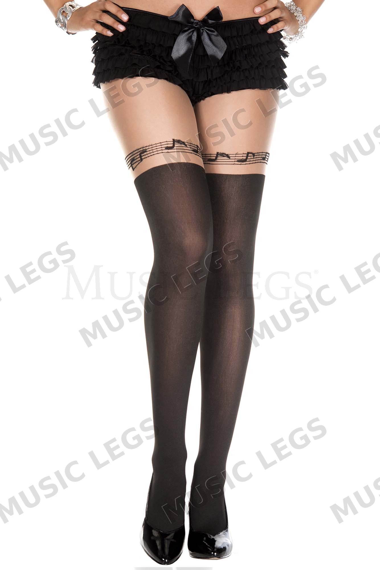 Music notes print pantyhose